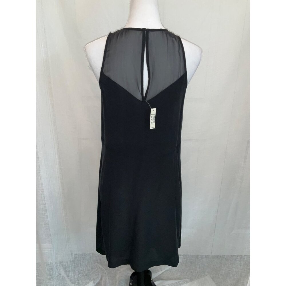 Madewell size XS Midi Black Sheath Dress Sheer Neckline & Keyhole New - Picture 5 of 7
